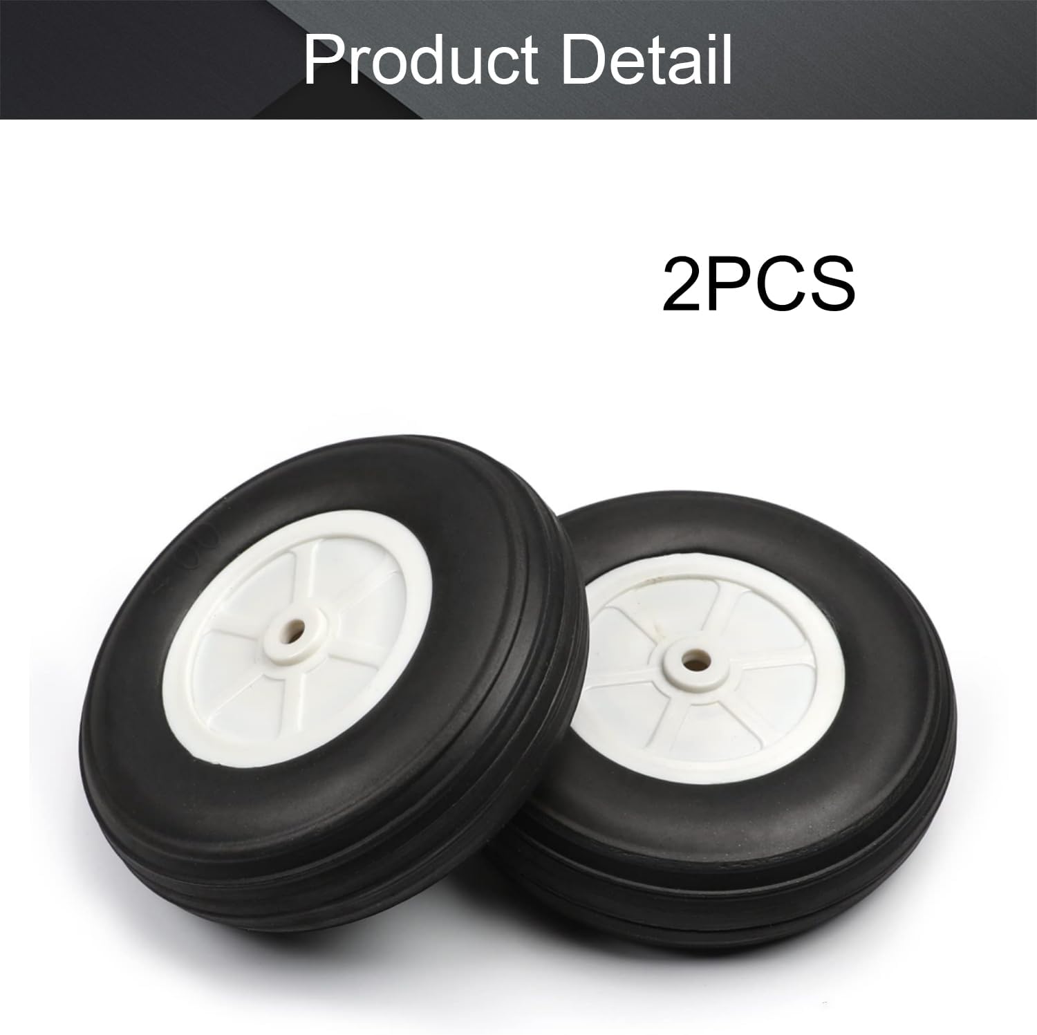 Fielect 4 inch RC Model Airplane Super Light Sponge Tire Tail Wheel Tire and Wheel Sets for RC Car Airplane PU Sponge Tire with Plastic Hub 2 Pcs