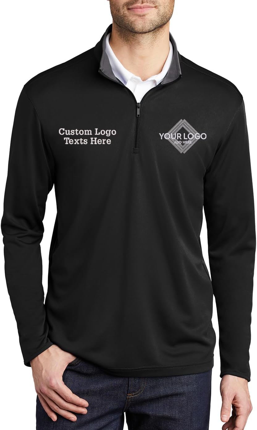 INK STITCH Men K584 Custom Embroidery Personalized Logo Texts Silk Touch Quarter Zip Pullover