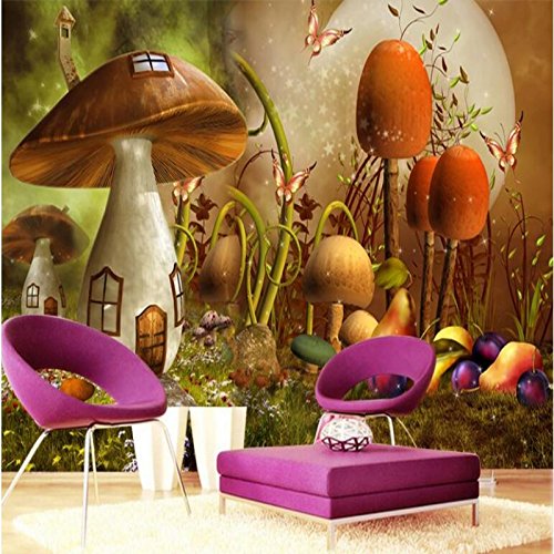 ShAH Personalidad Wallpaper 3D Fantasy Cartoon Big Mushroom Decoración Niños Habitación Tv Papel Tapiz Para Paredes Papel Pintado Wallpaper Fresco Mural 300cmX200cm