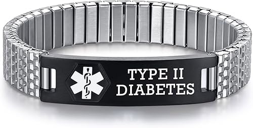 Miniatura 44 de Pulseras médicas de alerta ajustables AOAMID para hombres, pulseras de acero inoxidable para mujeres con grabado gratis