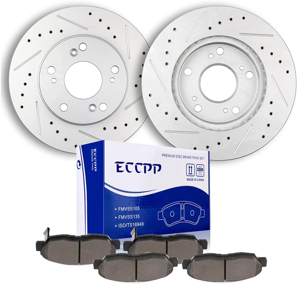 ECCPP 31311 D465 Front 2pcs Brake Rotors + 4pcs Pads Fit For Honda For Civic 2006-2011