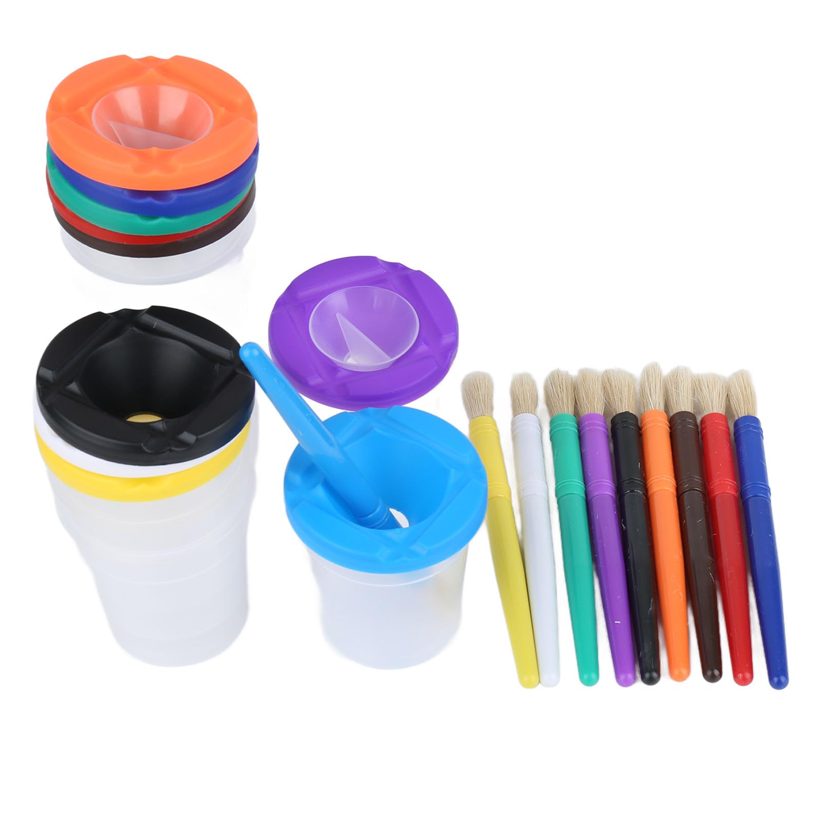 No Spill Paint Cups, Exquisite Workmanship Plastic, Multifunctional Paint Containers with Brushes for Painting Lessons for Painting Projects