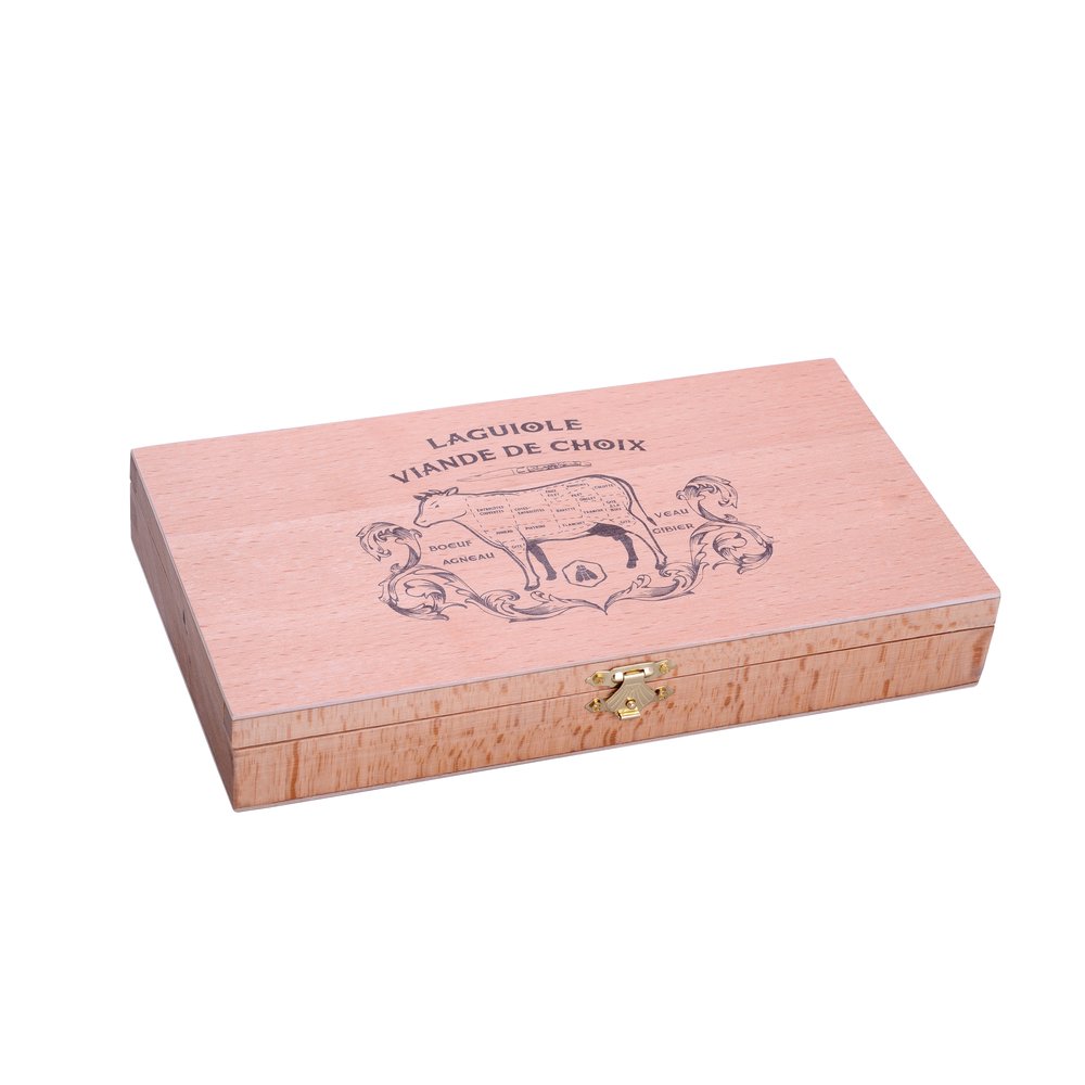 LAGUIOLE - Set di 6 Coltelli da tavola in legno di pakka - Acciaio inox - Set di Coltelli da tavola - Confezione regalo