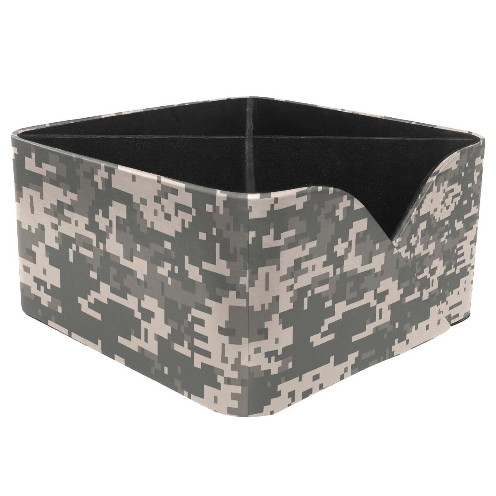 KengjuTesu Mosaic Camouflage Gray Desktop Organizer Pen Holder, Rectangular Pencil Cup for Office, Study and Makeup Stations