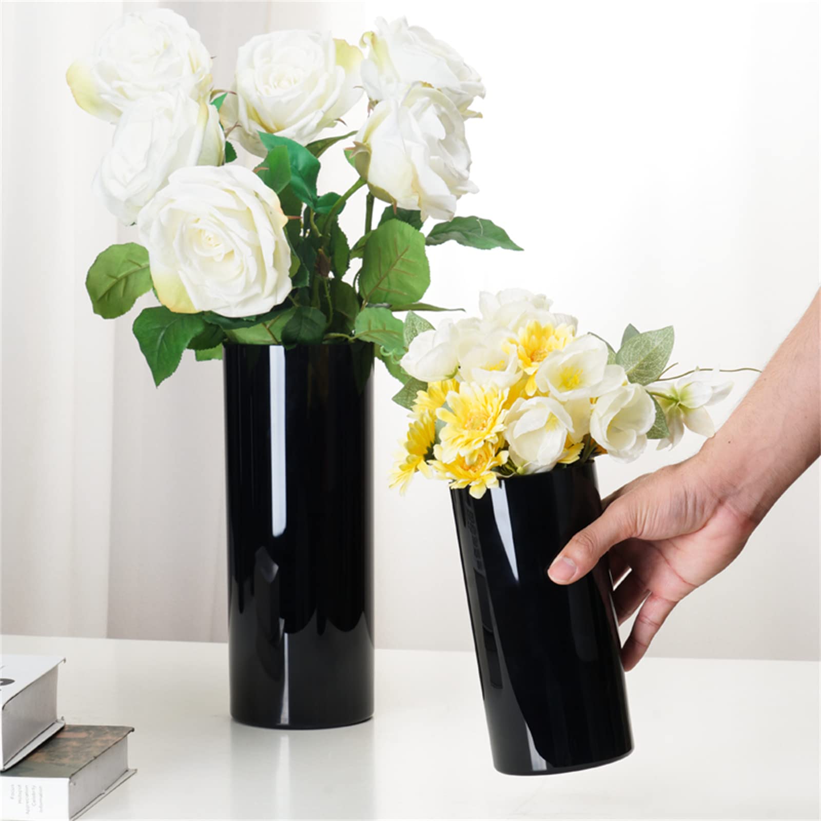 Amazon.co.jp: 花器 フラワーベース 黒のプラスチック製の花瓶