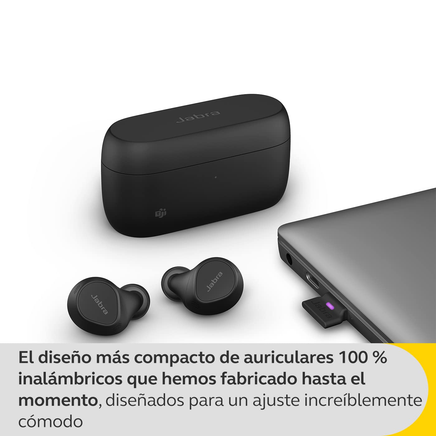 Jabra Evolve2 Buds, Auriculares Bluetooth Intraaurales Inalámbricos, Cancelación Activa de Ruido y Tecnología MultiSensor con 4 Micrófonos, Certificados para MS Teams, Negro — view 7