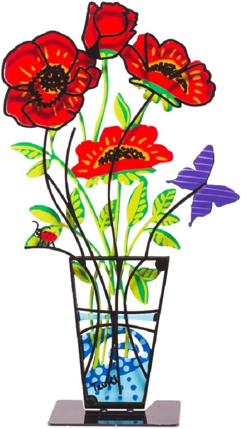 Tzuki Art Anemone Flower Vase - Red Height: 10.0"/25 cm