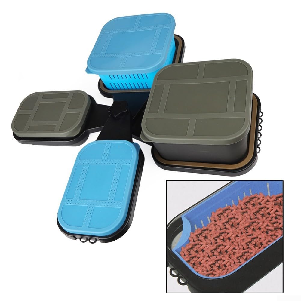 Caja de almacenamiento de cebo de pesca, juego de caja de aparejos compacta con recipientes de 600 ml y 1600 ml para boilies, aparejos de pelo y equipo pequeño, organizador ABS impermeable para pesca