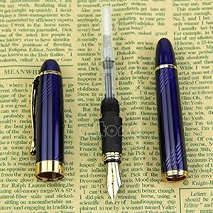 Pen, Heallege Nieuwe Jinhao X450 Vulpennen Medium penpunt Pen Goud Trim Kwaliteit Chic Schrijven Gift-Blauw