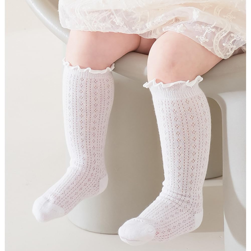 Baby-Socken für Mädchen, Baumwolle, hält warm, einfarbig, kniehohe Strümpfe für Säuglinge und Kleinkinder