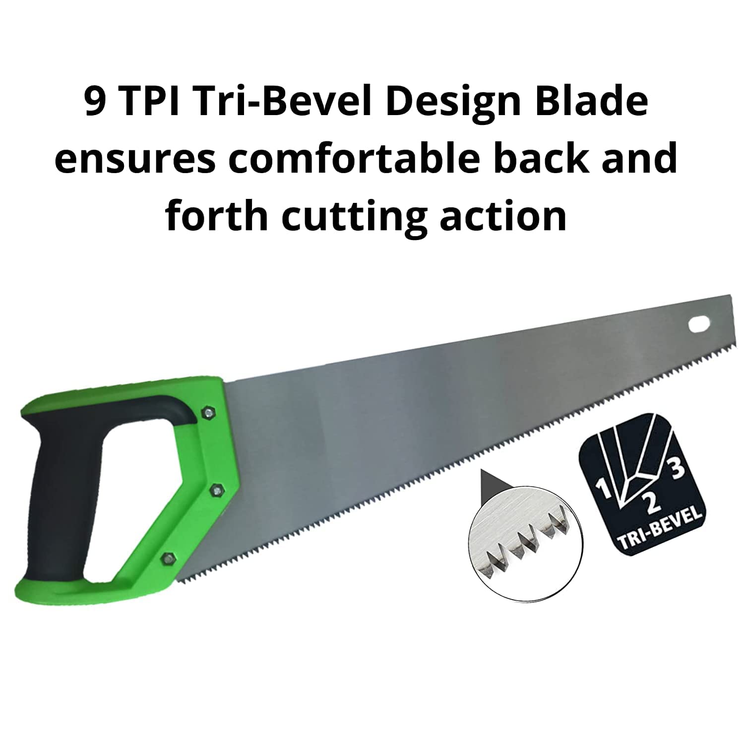 WULF 18-Inch Steel Handsaw | Heavy Duty Hand Saw for Wood, Plywood & Grass Pruning | Sharp Teeth Blade with Plastic Rubber Grip Handle | Carpenter & DIY Tool 4