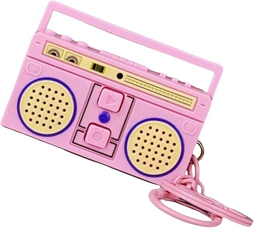Miniatura 3 de Moda retro forma de radio llavero bolsa colgante nostálgico cinta grabadora colgantes artesanía pequeños altavoces llavero chica