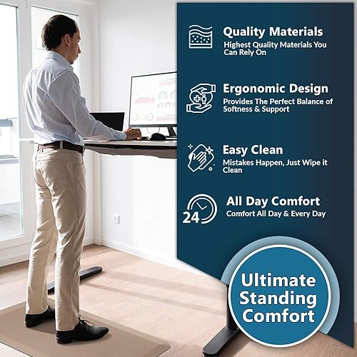 Miniatura 3 de ComfiLife - Tapete antifatiga de 0.75 pulgadas de grosor, perfecto para la cocina, la oficina o el garaje - Duradera y resistente a las manchas -