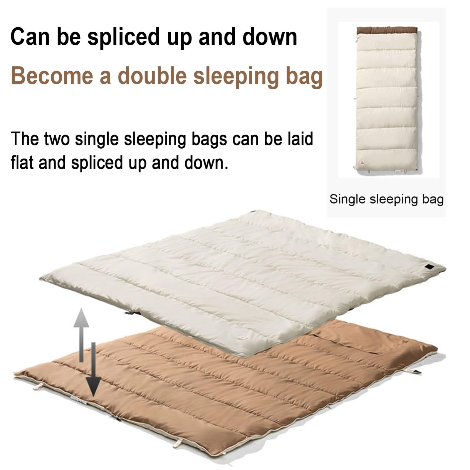 Saco de Dormir para Clima cálido, Camping portátil, se Puede Montar, Sacos de Dormir compactos y Ligeros para 3 Estaciones con Bolsa de Transporte(Brown,1.4kg)