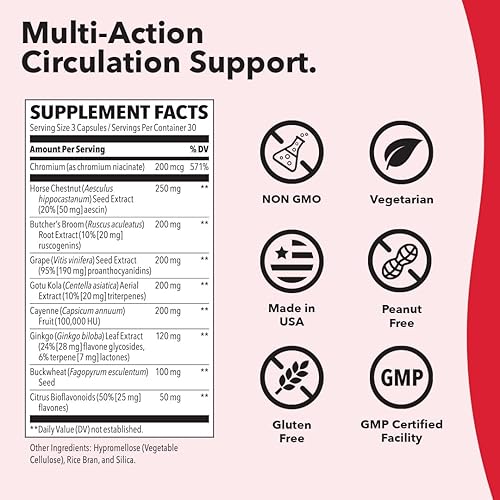Miniatura 6 de LifeSeasons - Circulari-T - Suplemento natural de circulación sanguínea ayuda a la salud de las piernas y las venas de las manos escoba de carnicero