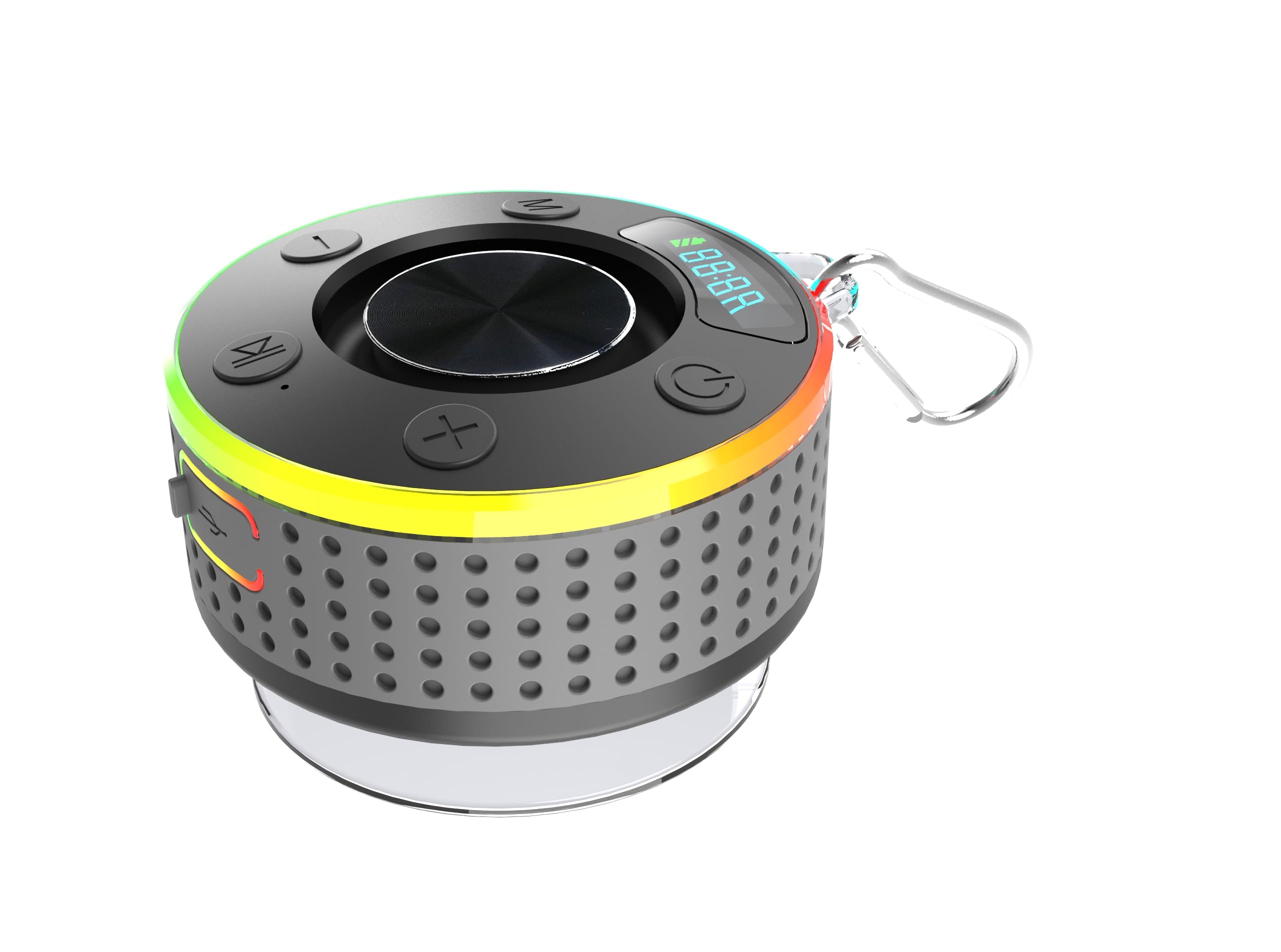 Donerton Bluetooth Speaker Portable Bluetooth Speakers with Stereo Sound LED Light Wireless Speaker with Suction Cup Dual Pairing