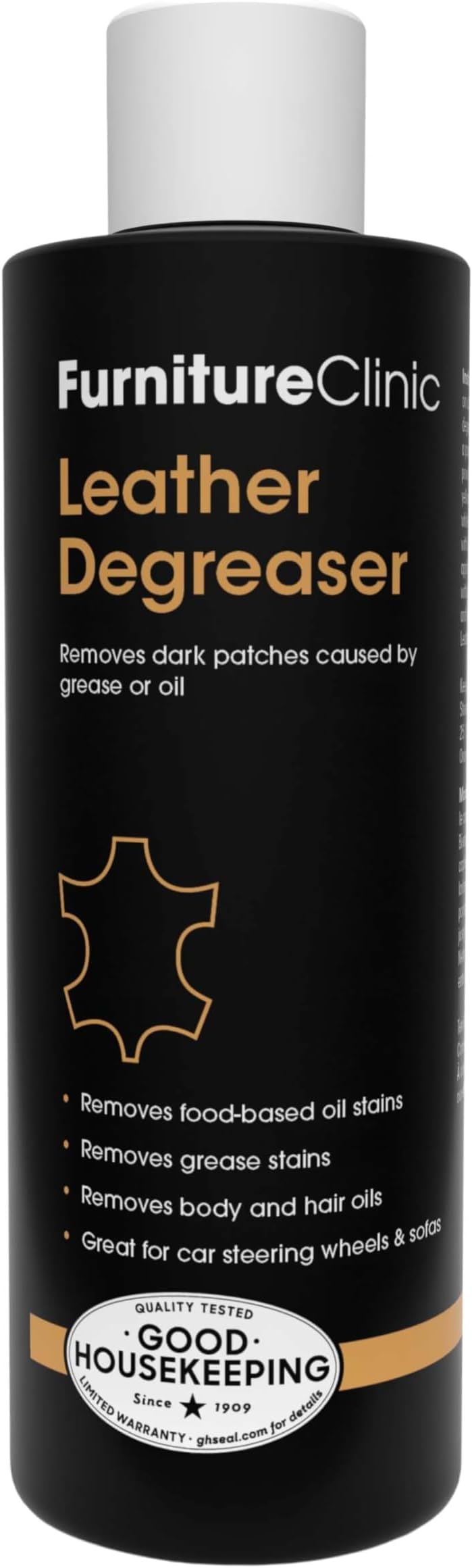 Leather Degreaser | Professional Oil & Grease Stain Remover | Use on Furniture, Car Seats, Shoes, Couches, Sofas, & Chairs | Leather Care Cleaning Solution | 8.5oz/250ml