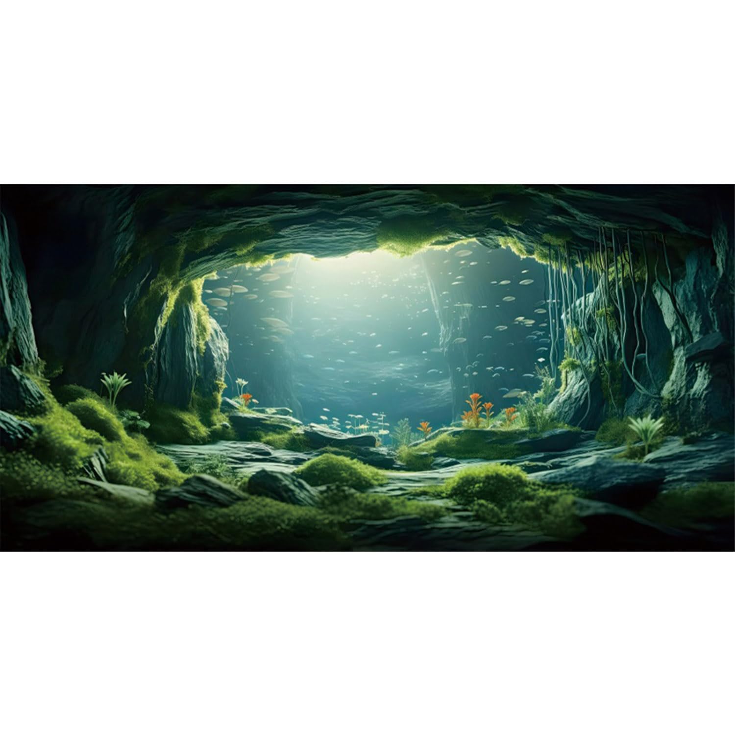 MIRRORANG 76x30cm Ocean Undersea Theme Aquarium Background Arch Cave Stone Fish Tank Background Underwater World Fish Tank Pictures โ image 1