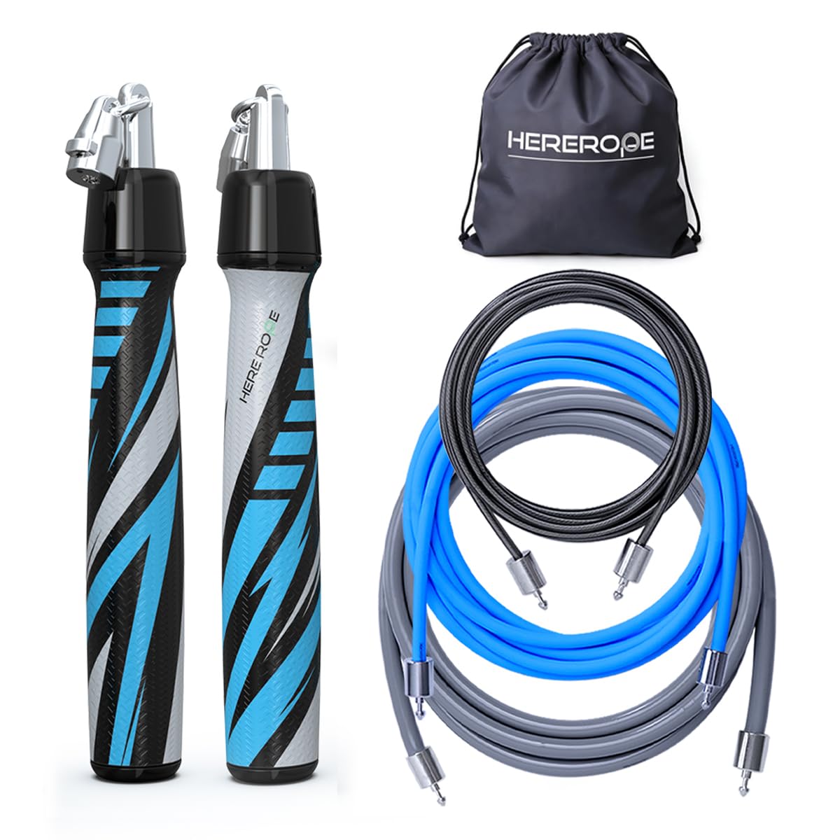 Weighted Skipping Rope for Adults โ Hererope Interchangeable 1/6lb, 1/4lb, 1/2lb Jump Rope โ 360ยฐ Spin, Adjustable Length, Ergonomic Leather Grip โ Fitness, Weight Loss & Strength Training