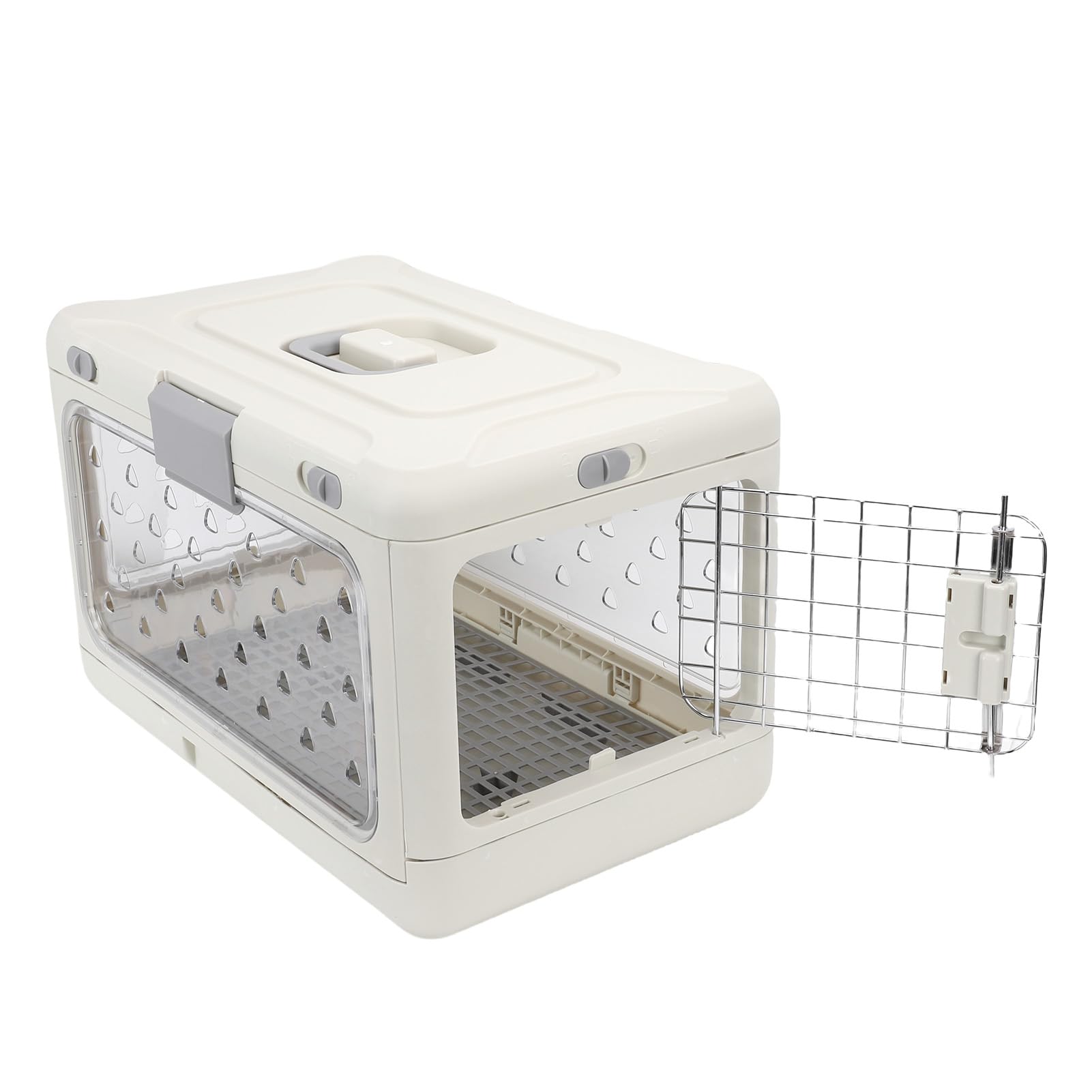 Jelquix Foldable Cat Crate for Travel, Airline Approved Pet Kennel, Portable Plastic Crate with Transparent Design, Ventilated Structure, Ideal for Small Dogs Cats