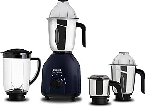 Philips HL7714/01, 1000 W PowerPro Motor Mixer Grinder, 4 Jars (Azure Blue), Edged blade made of superior SS304 material, ...