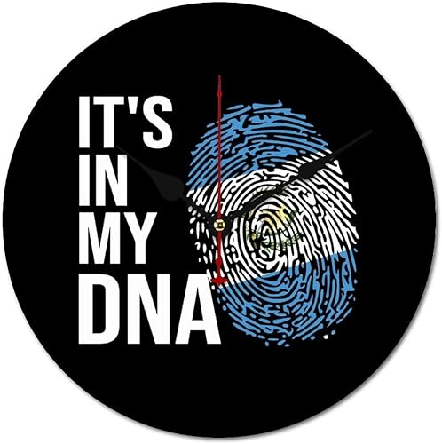 It's in My DNA - Reloj de pared redondo de madera con bandera de Guatemala, sin escala, decoración de pared para el hogar, sala de estar, disponible en Yaxa Venezuela