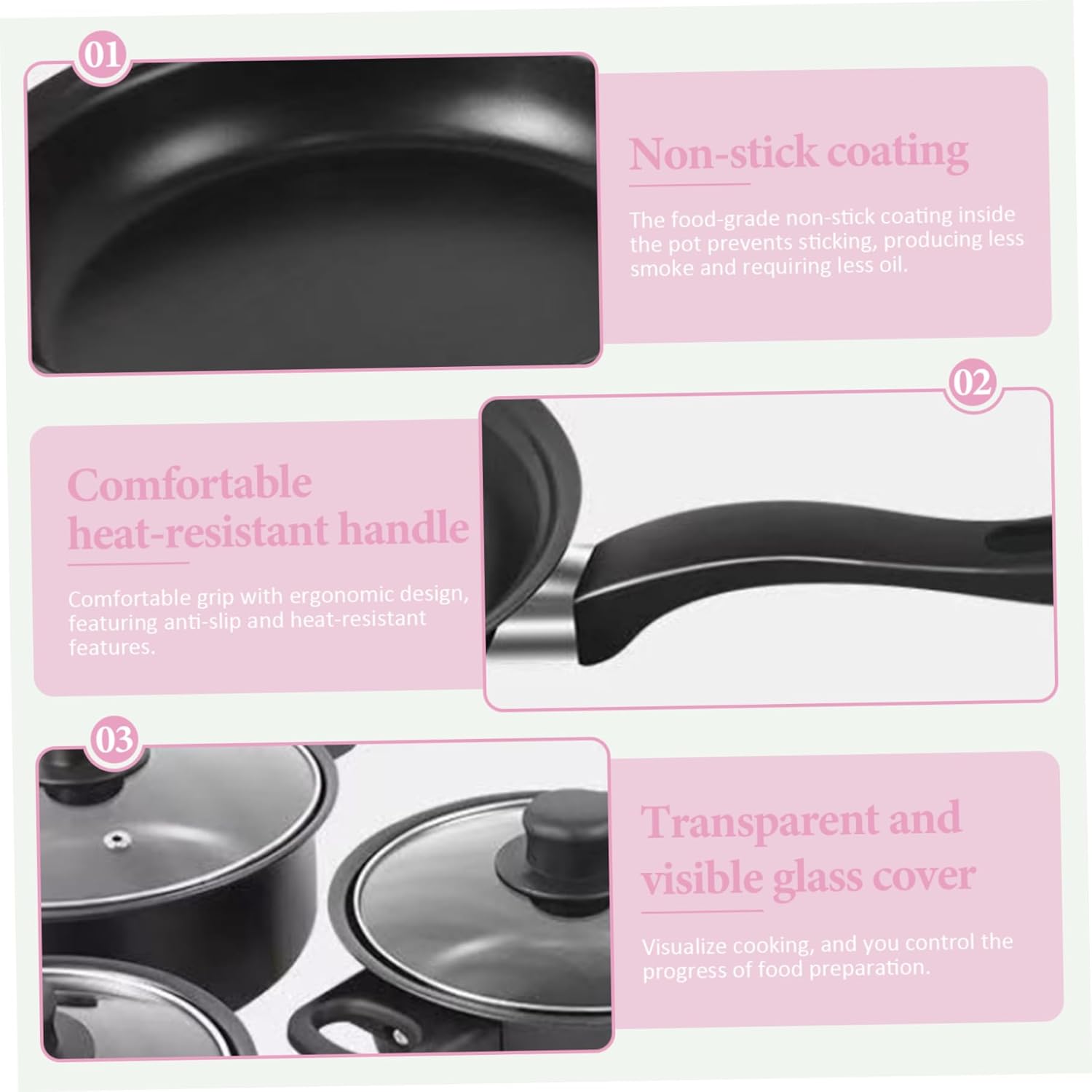 Pan Set, Cast Iron Pots and Pans Set 13Pcs Non Stick Cute Cookware Includes Lids Induction Cookware with Comfort Handle PFOA Free