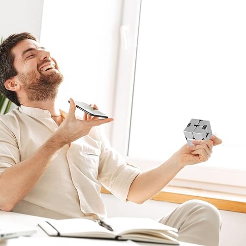 Miniatura 7 de Cubo infinito cubo infinito de metal de aleación de aluminio juguete para aliviar el estrés regalos para TDAH TOC para niños y adultos