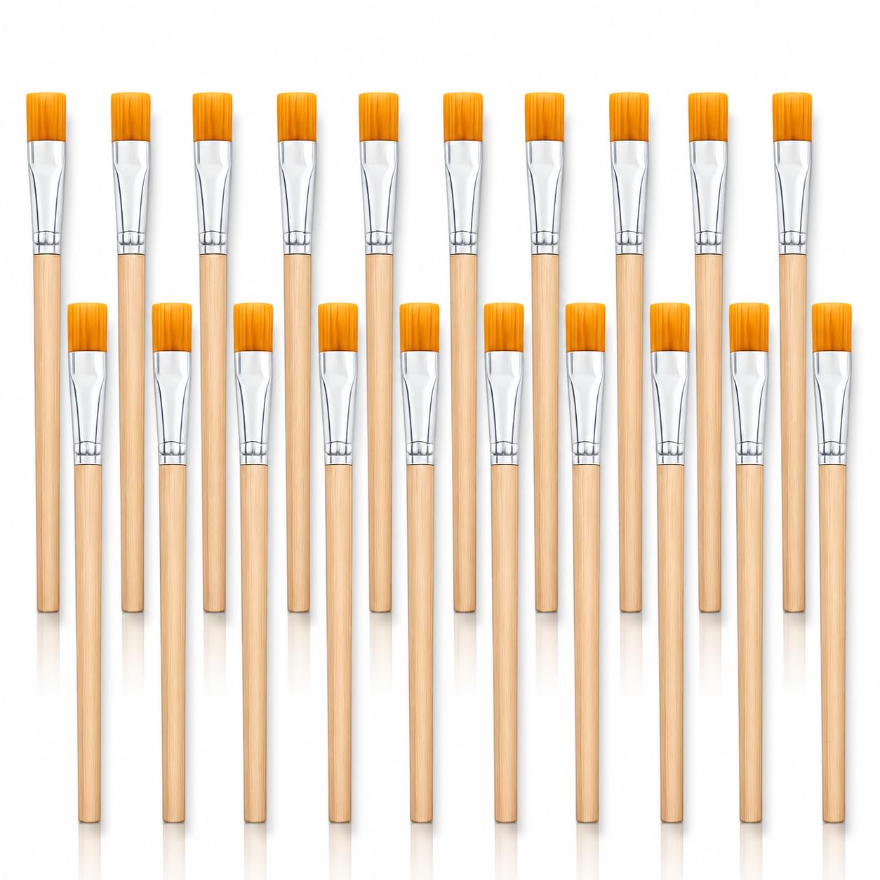 20 Pack Small Paint Brushes, Flat Glue Brush Wooden Handle Nylon Brush Trim Thin Art Paint Brushes, Acrylic Paintbrush Watercolor Oil Painting Craft Brushe, Suitable for Beginners in Painting