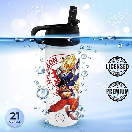 Miniatura 3 de JUST FUNKY Dragon Ball Super Vegeta - Botella de agua de acero inoxidable  Contenedor de bebidas de 21 onzas  Con SS Vegeta con set Move  Con