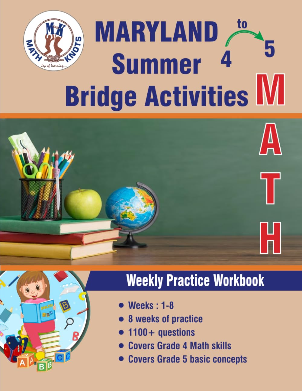 GRADES 4 to 5 : MARYLAND Summer Math Bridge Activities (MARYLAND State Test Prep by Math-Knots)
