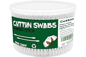Cotton Swabs with Paper Sticks 500ct,Double Tipped Natural Cotton Buds