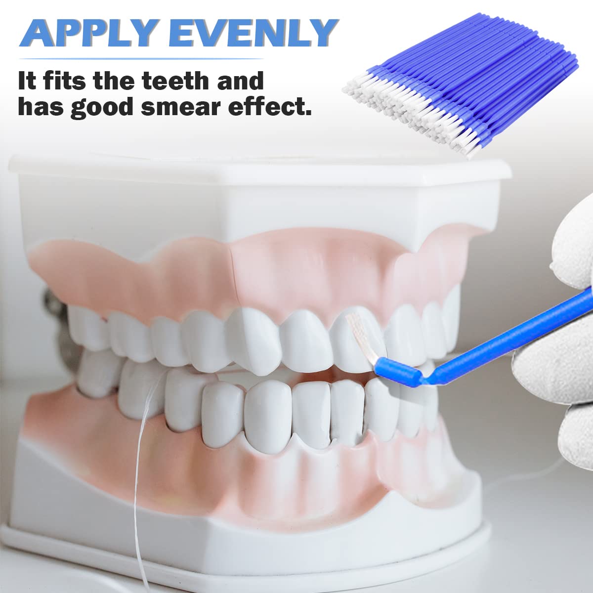 100 cepillos interdentales, microaplicadores desechables – Aplicador de microhisopos flexibles, herramienta de limpieza dental oral (azul)
