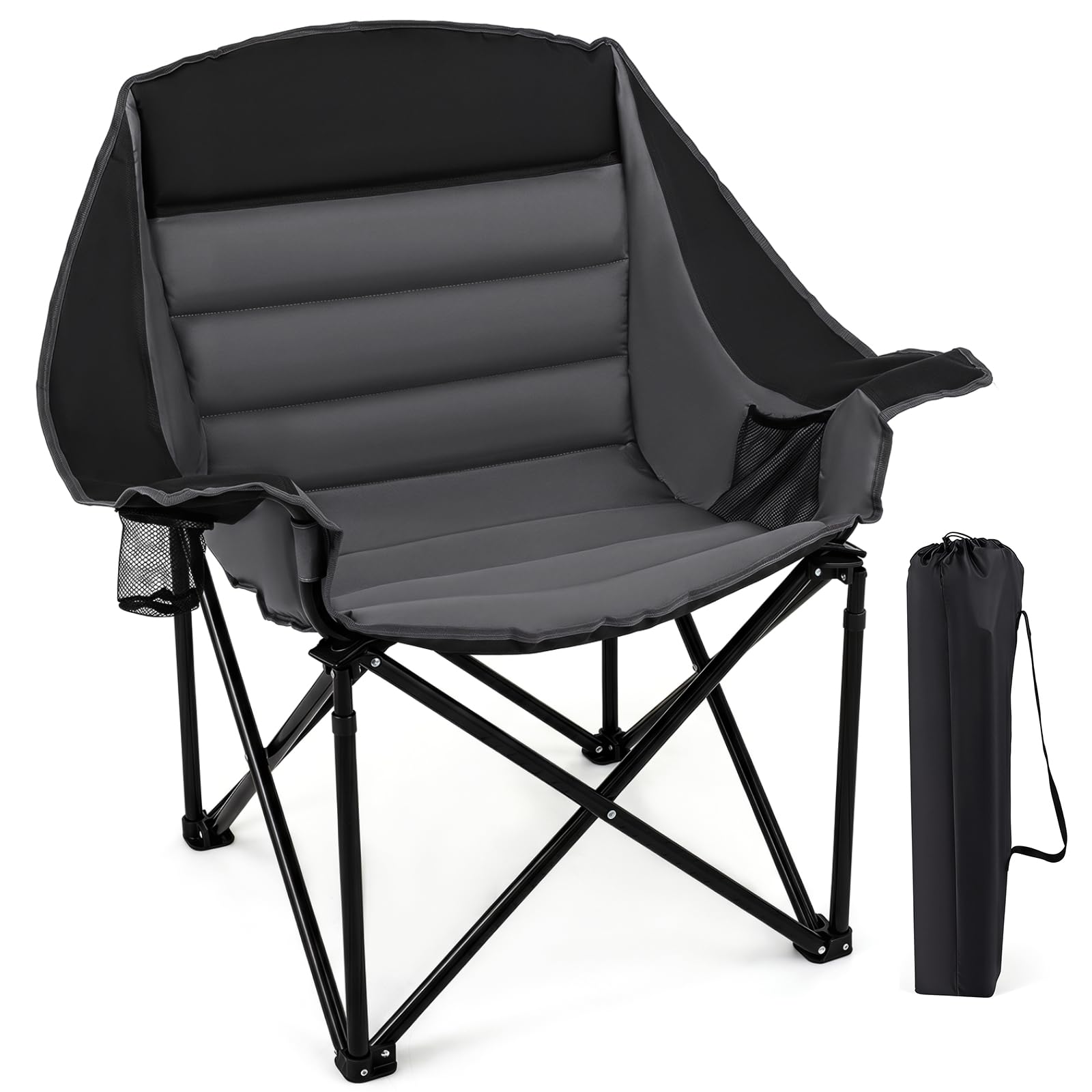 TANGZON Heavy Duty Camping Chair, Oversized Folding Armchair