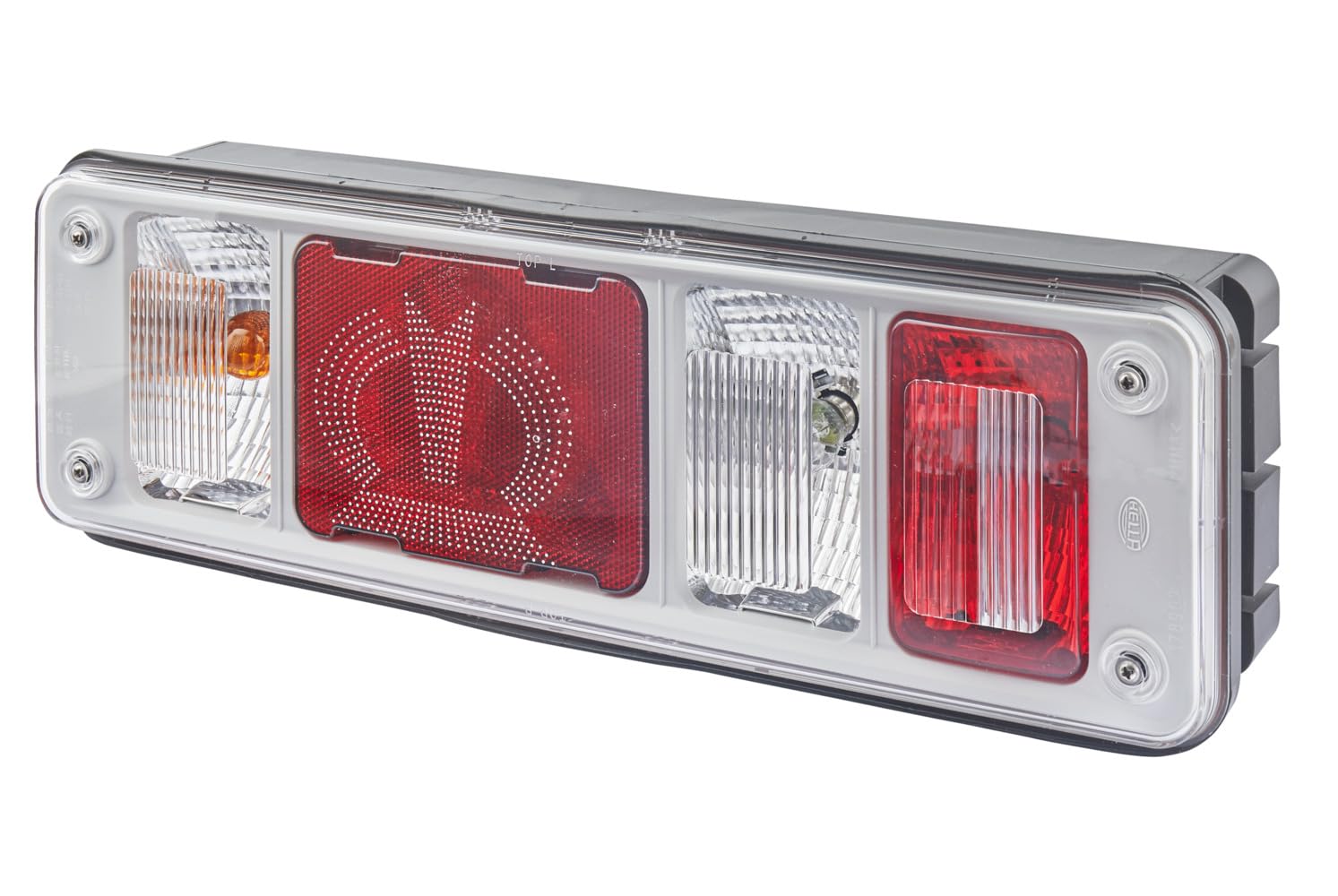 HELLA 2VP 340 961-511 Rearlight "Krone" - Hybrid - 24V - mounting/Bolted - Lens Colour: Crystal clear - Plug: EasyConn 1 x 7/EasyConn 4 x 2 - Plug: Male - left - Quantity: 1