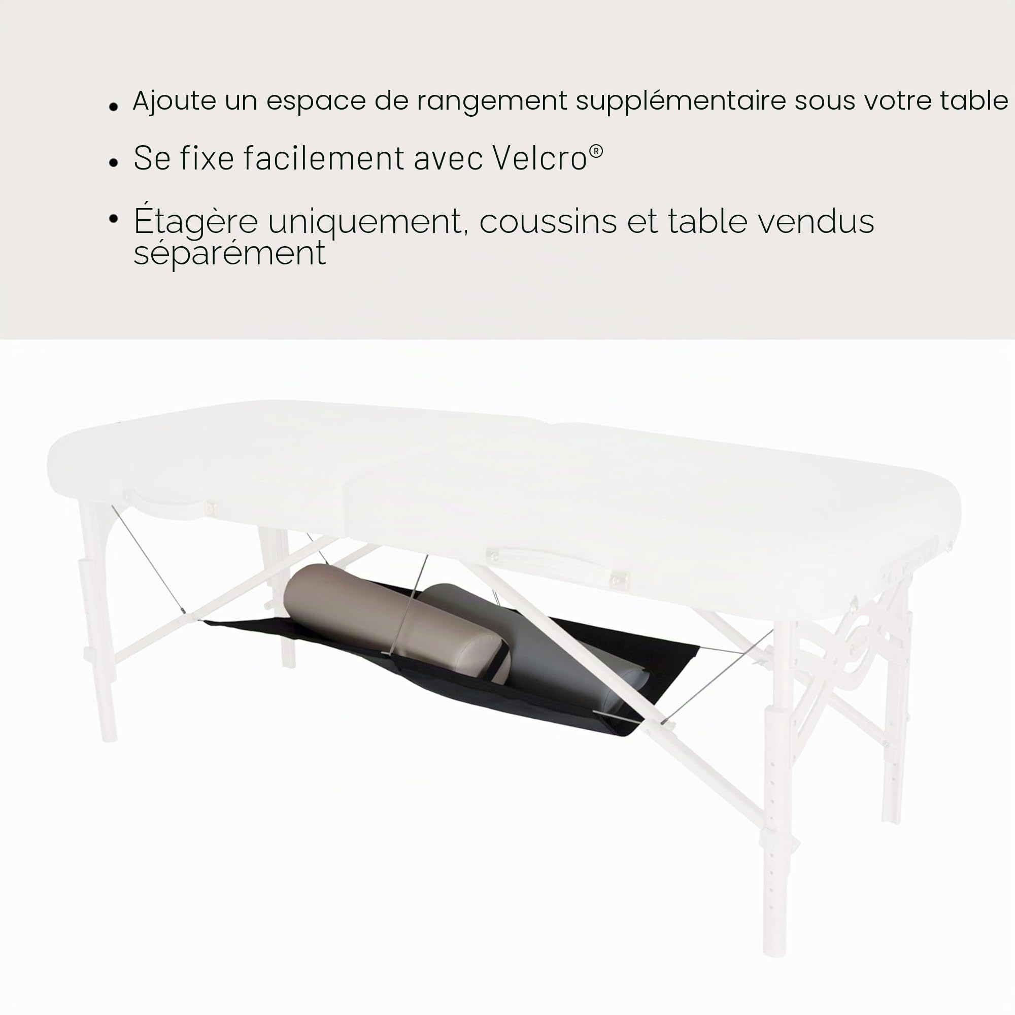 EARTHLITE Étagere de table de massage - compartiment de rangement pour vos traversins, draps et accessoires (table de massage n’est pas inclus)