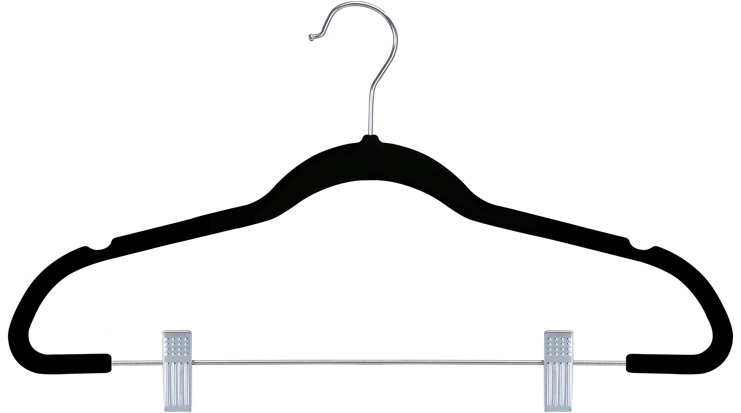 Zoyer Grucce per gonne in velluto (confezione da 20 pezzi, nero) con clip in metallo, appendiabiti dentellati, appendiabiti antiscivolo per pantaloni, sottili e resistenti, appendiabiti sottili e