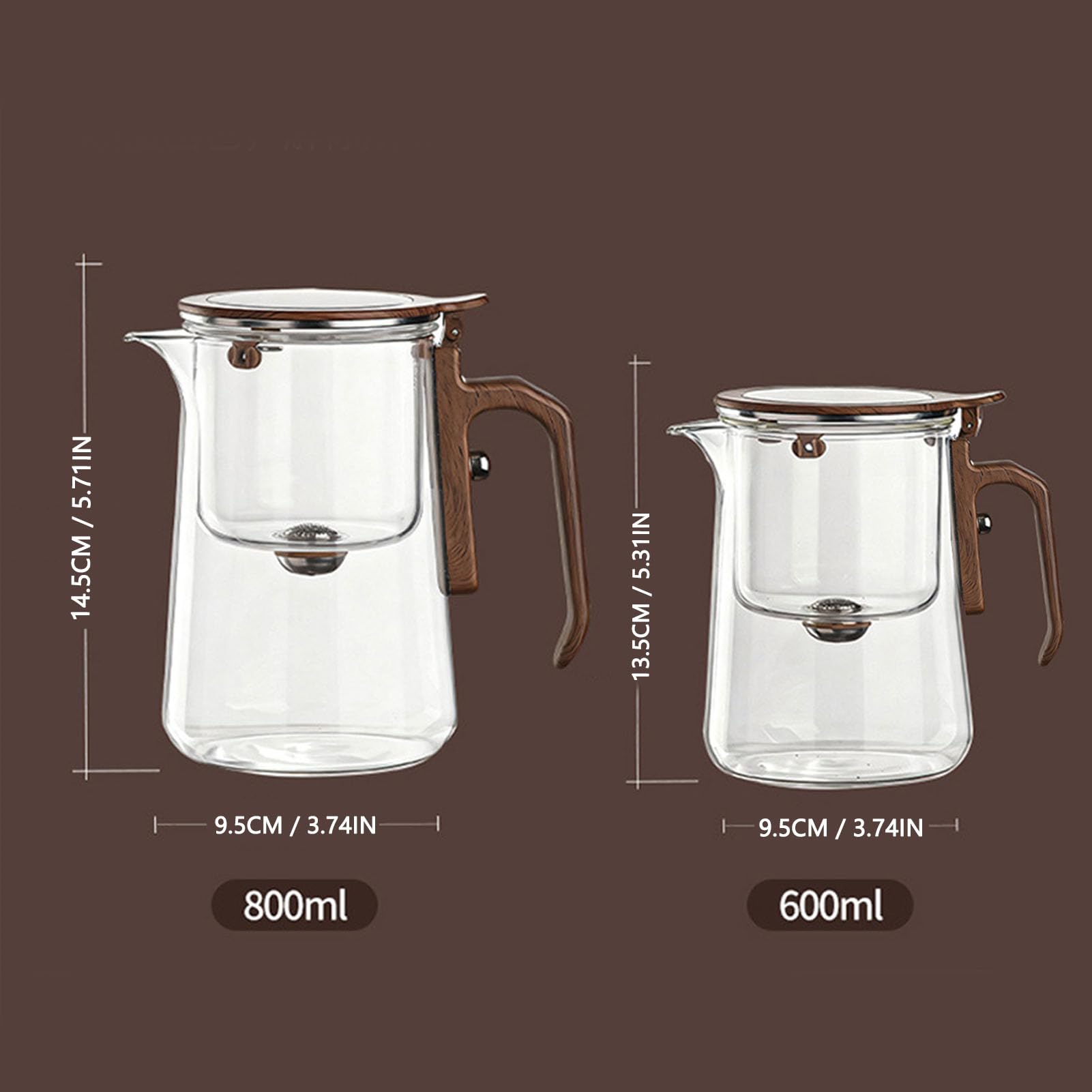 Naroote Enchant Teekanne, Klare Glas-Teekanne mit Großem Fassungsvermögen, Abnehmbarem Sieb und Ergonomischem Griff, Präzises Ausgießen, Bequemes Brühen für Liebhaber und Profis (600 ml)