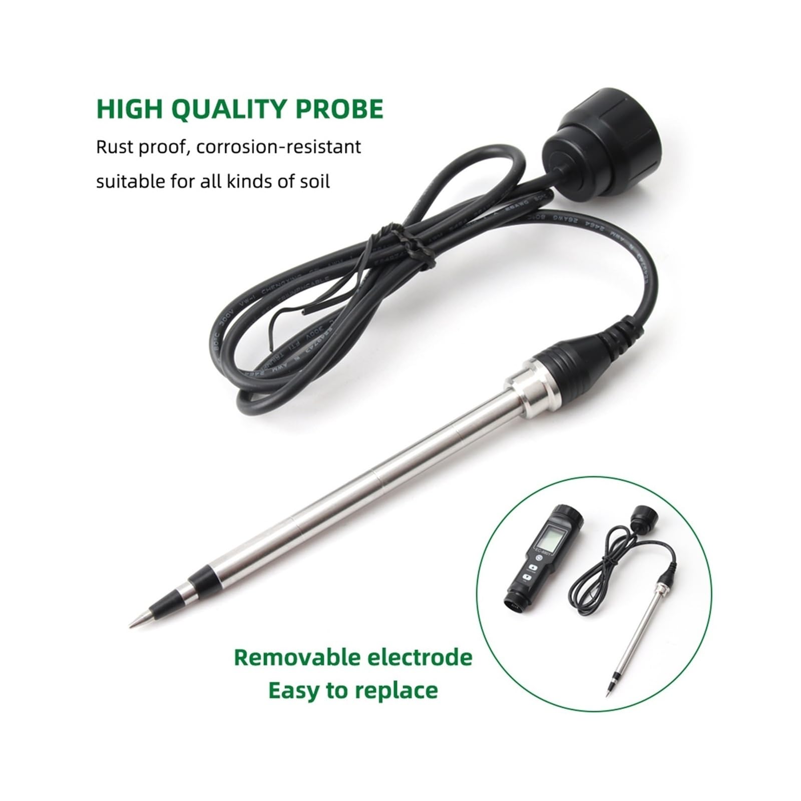 Feuchtigkeitsmesser, Digitaler EC/Temp Bodentester 0,00 ~ 10, ms/cm Leitfähigkeitsmessgerät Sensor Erdanalysator mit ATC Pflanzgarten Outdoor für Garten, Bauernhof(EC-8801B)