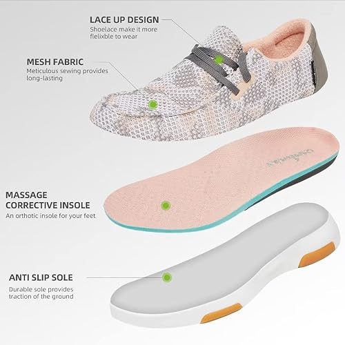 Miniatura 5 de OrthoComfoot Women's Orthopedic Slip-On Shoes, Comfortable Arch Support Casual Loafers for Plantar Fasciitis, Ultralight Boat Sneakers for Heel and