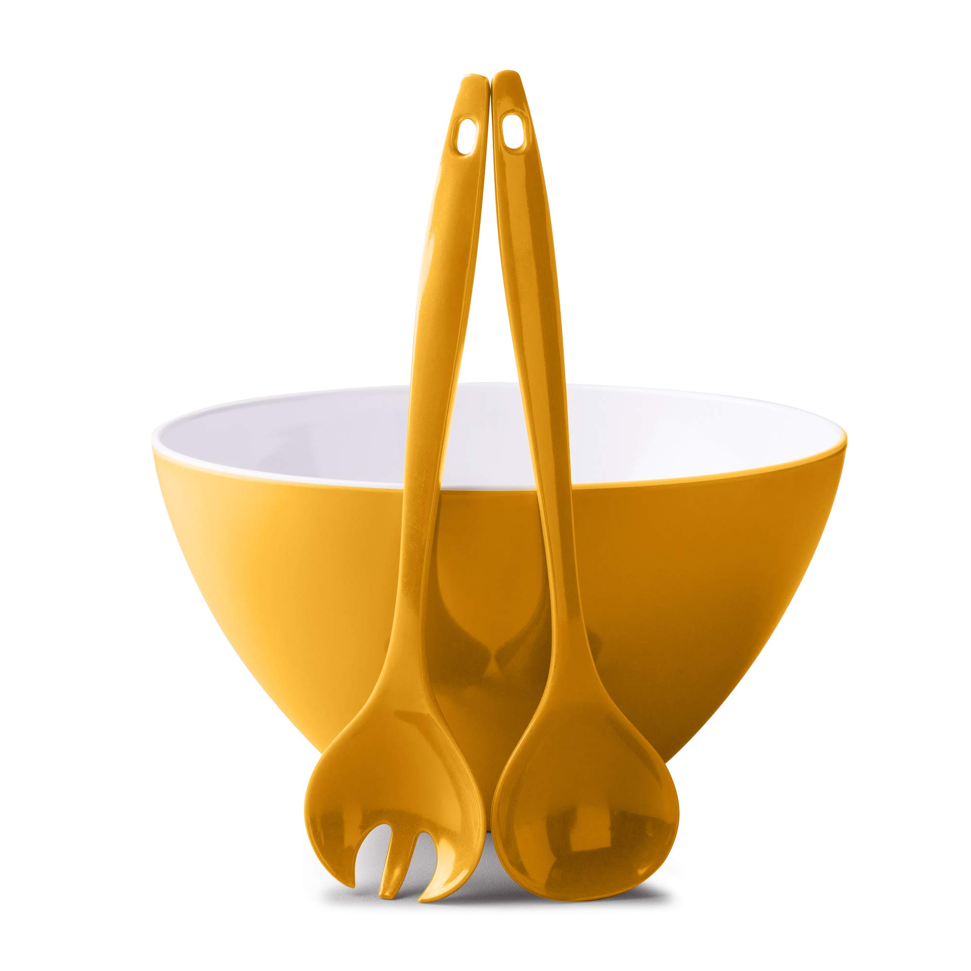 Zeal Melamine Salad Bowl & Servers Set - Mustard - One Size