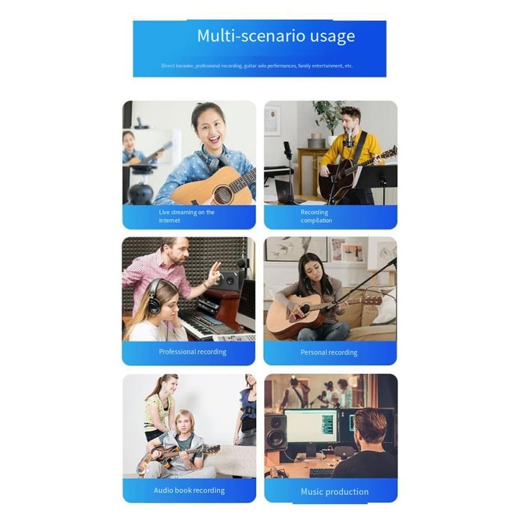 Interfaz de Audio Profesional con Tarjeta de Sonido y Monitorización para Guitarra Eléctrica, Grabación en, Canto en Estudio y Micrófono.