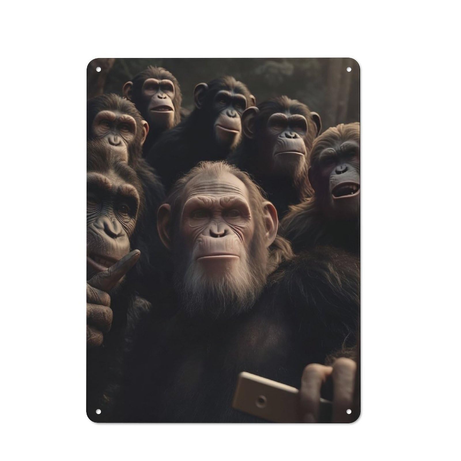 Junmoney Apes Taking A Selfie Tin Sign 40X30cm For Bar Or Restaurant, Retro Wall Decor, For Restaurant Interior Fans