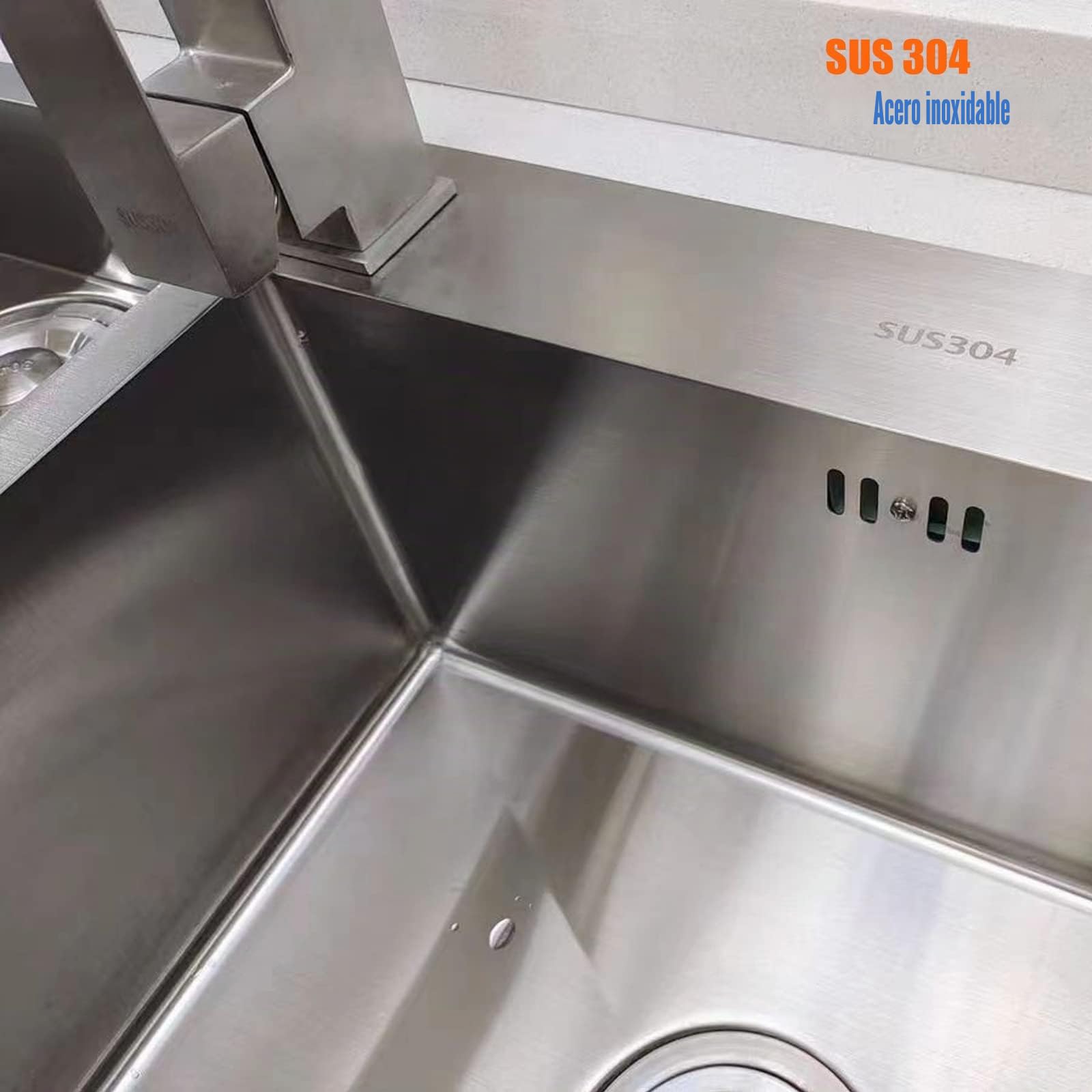 Fregadero Utilitario de Lavandería con Tabla de Lavar de Acero Inoxidable para Cocina, Fregadero Doméstico, Fregadero para Piscina, Balcón, Habitación, Facil de Limpiar, Doble Seno, 700mm/27.5"