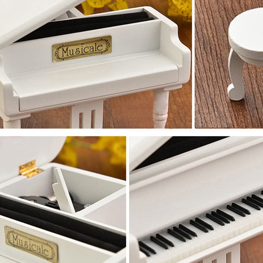 Pozytywka Pozytywka Prezent Piano Music Box z taboret drewniane pudełka muzyczne prezent na Boże Narodzenie/Urodziny/Walentynki Muzyczna Szkatułka pozytywka ozdoba
