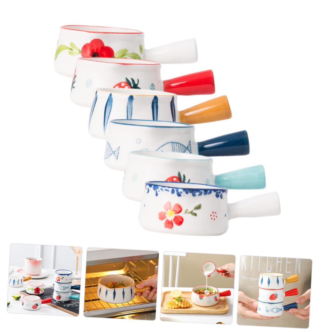 Petit Pichet à Lait en Céramique 50ml, Lot de 6 Pièces