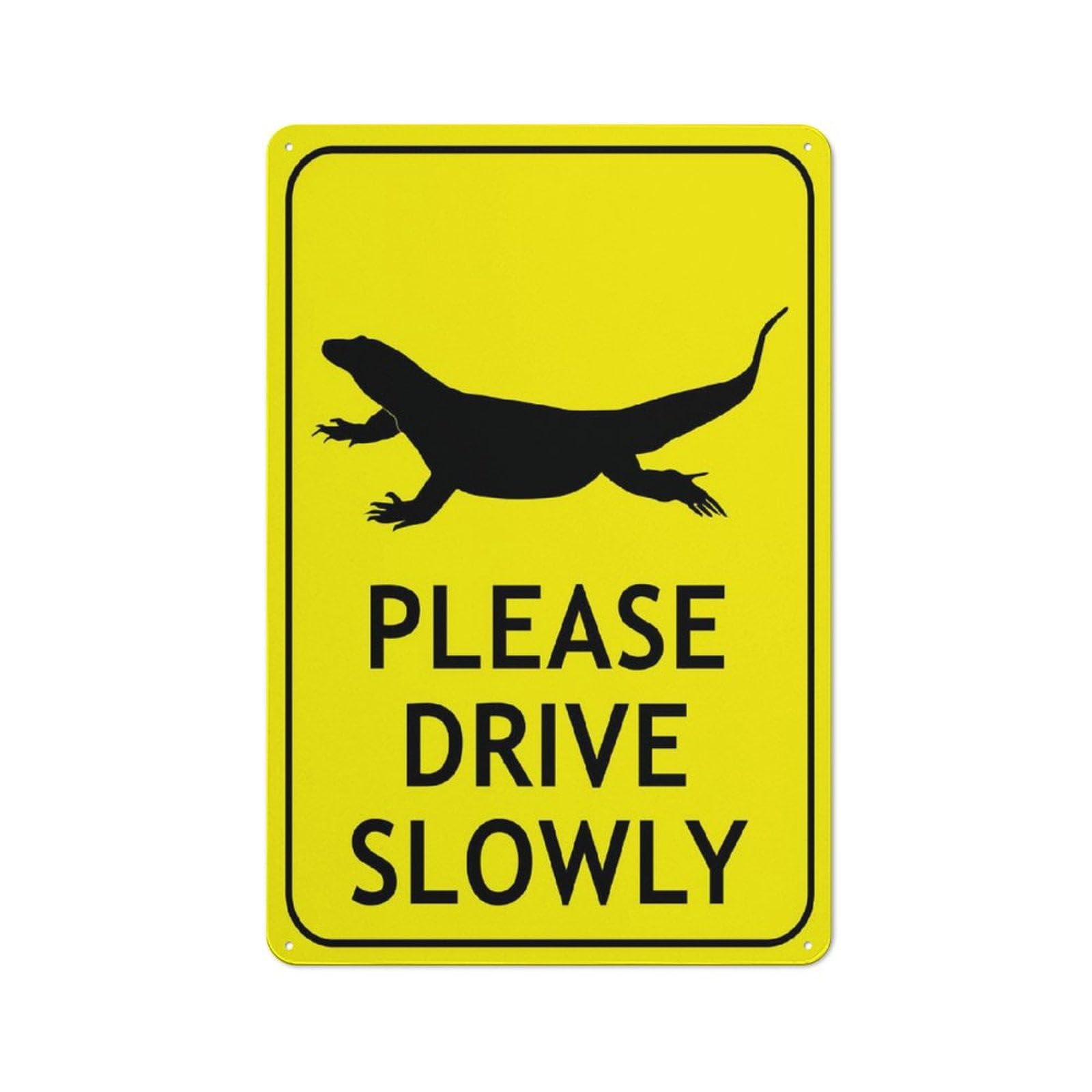 Peiyeety A06 Goanna Please Drive Slowly Bright Yellow Sign Outdoor Metal Sign - 12X16 Inches Metal Signs For Business, Workplace, Office, Home, Delivery Signs, Road Signs, Garden Signs