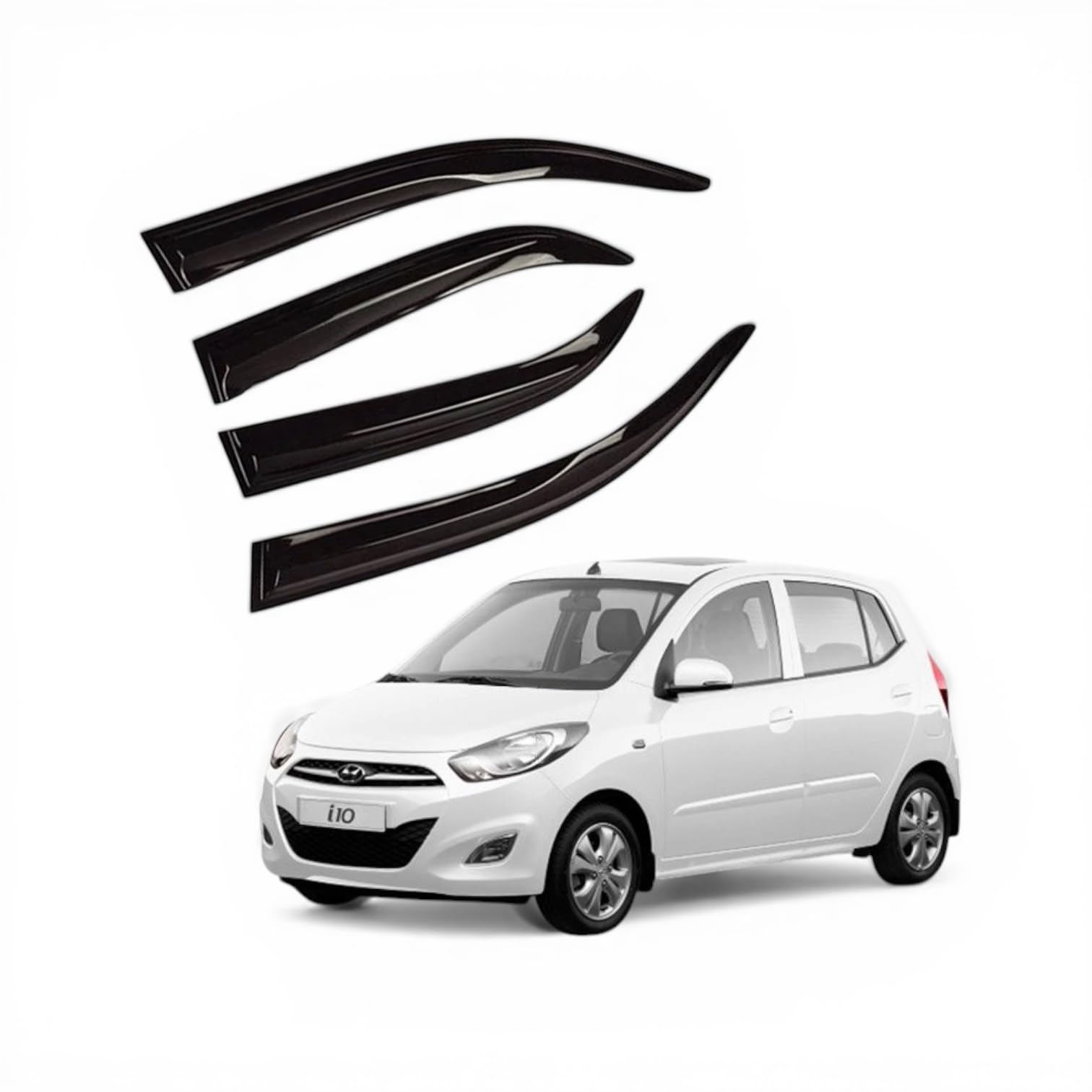 Unbreakable Car Window Door Visor | Car Rain Wind Door Visor | Window Wind Deflector for Hyundai i10 (Set of 4)-image-18