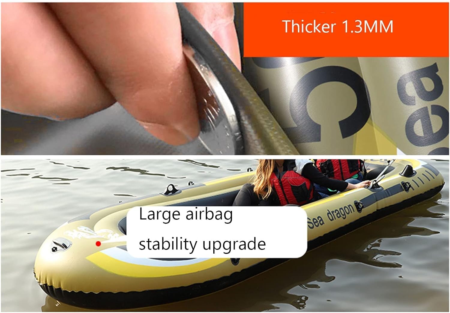 Inflatable Boat For Adults - PVC Blow Up Fishing Raft, Pool & Lake Float, Portable Kayak Alternative For River & Beach