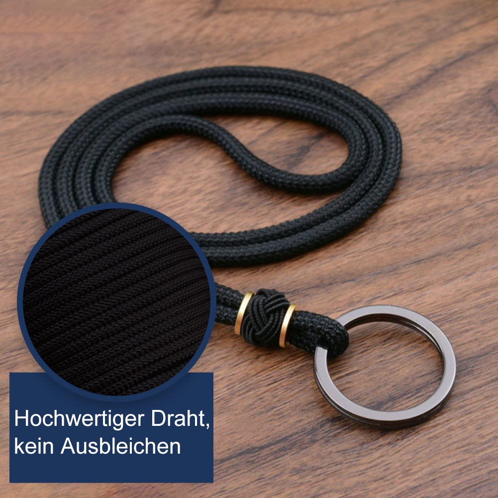 KAUKKO Schlüsselband Lang (48 Cm) – Schlüsselanhänger Mit Metallring, Grau, Für Ausweise & Schlüssel